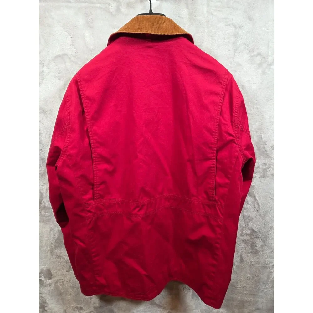 J.Crew Men’s Barn Jacket Red Cotton Canvas Corduroy Collar Plaid Lined M